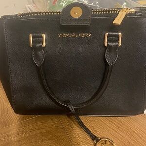 Michael Kors Black Satchel with Gold Accents
